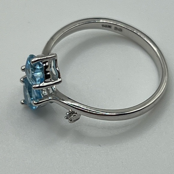 Topaz hearts and Diamond double heart ring. - Picture 4 of 7